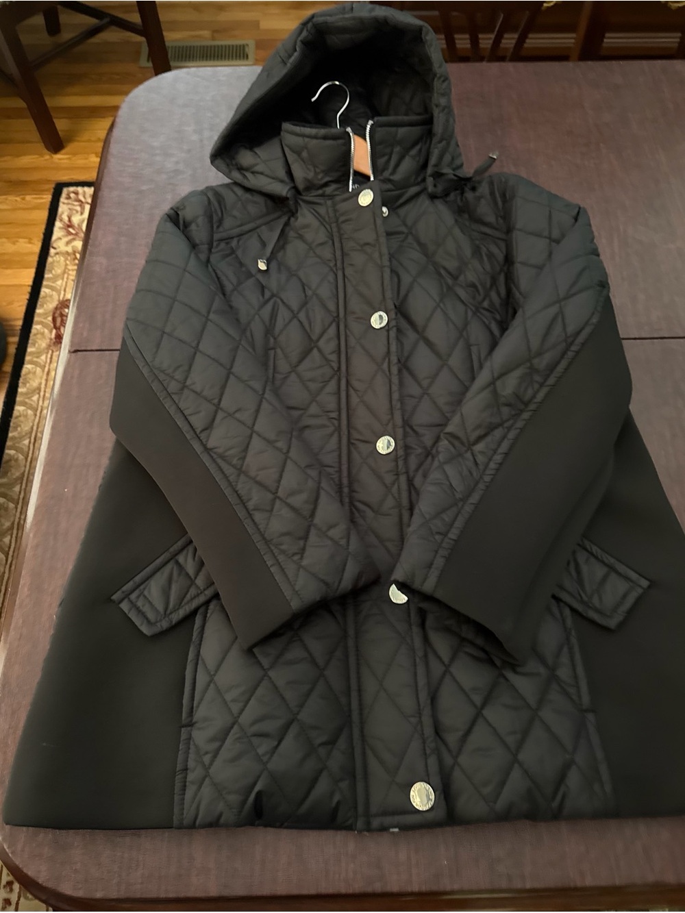 London Fog Black Quilted Hooded Puffer Jacket